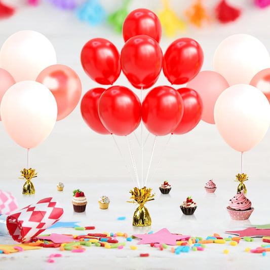 12PCS Balloon Weight Metallic Heavy Solid Balloon Pendant Pack Holder For Table Centerpieces Birthday Wedding Chrismas Party Decoration (Metallic Gold)