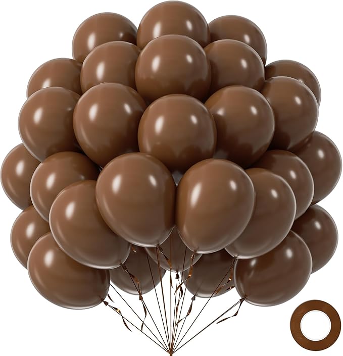 Dark Brown Balloons 12 inch, Brown Latex Balloon 50pcs Party Balloons for Coffee Birthday Baby Shower Wedding Anniversary Party Decorations