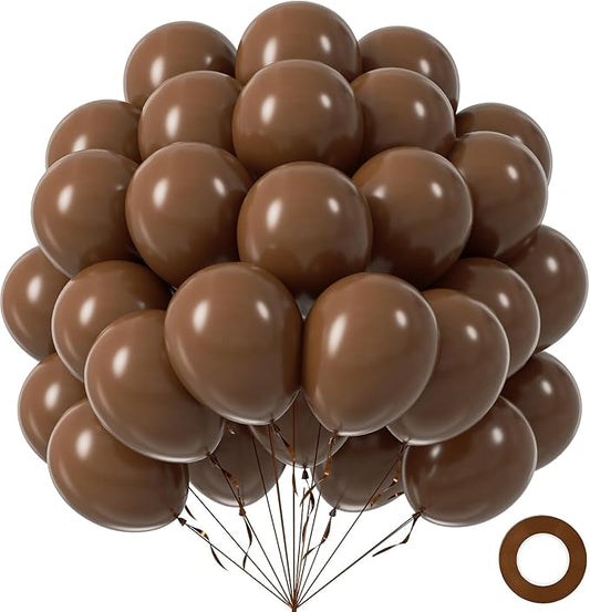 Dark Brown Balloons 12 inch, Brown Latex Balloon 50pcs Party Balloons for Coffee Birthday Baby Shower Wedding Anniversary Party Decorations