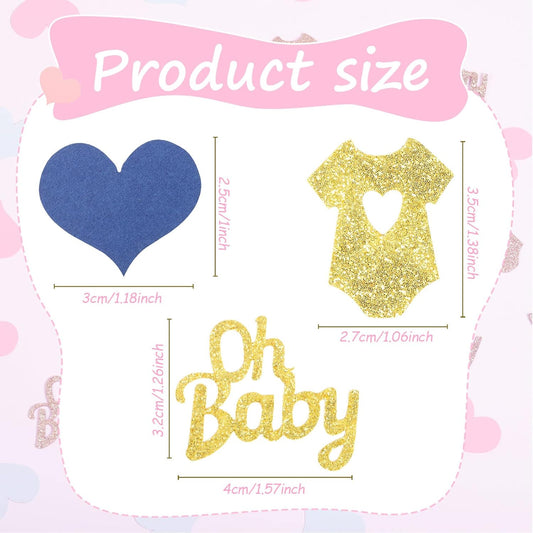 Sumind 240 Pieces Gender Reveal Confetti Baby Shower Heart Glitter Baby Clothes Confetti Party Table Decoration for Gender Reveal Party Table Wedding Decor (Pink, Navy Blue, Gold)