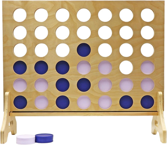 Tailgating Pros Premium Giant Four in a Row with Carrying Case - Jumbo Oversized Outdoor Yard Game - Connect Multiple Pucks in a Row to Win - Many Puck Colors Available!