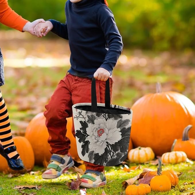 Halloween Candy Bucket - Floral Mandala Trick Or Treat Candy Bag, Gift Bag for Party Favor Supplies