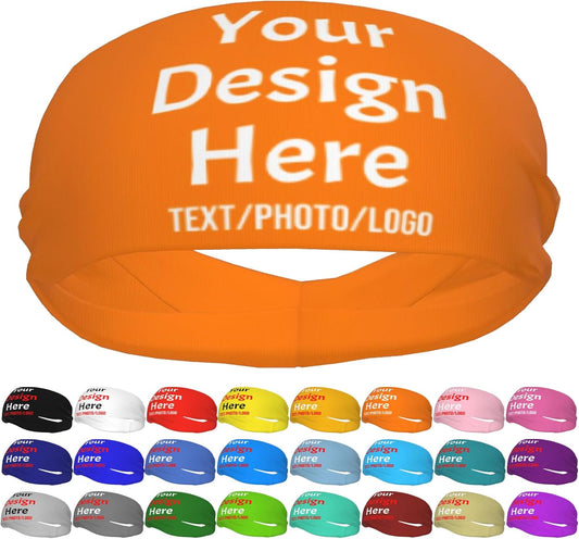 Custom Sweatbands for Men Women, Design Your Own Text Name Image Photo Personalized Sports Headbands