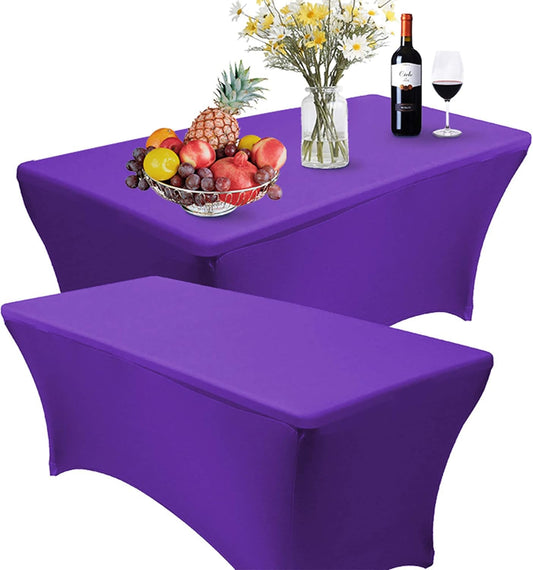 RELIANCER 2 Pack Stretch Spandex Table Covers for Rectangular Tables,8FT Elastic Fitted Tablecloth,Universal Rectangular Table Cloth Protector for Outdoor Party,Wedding,Bar,Birthday,Banquet,Events