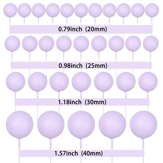 Gyufise 30Pcs Balls Cake Toppers Ball Cake Picks Foam Ball Shaped Cupcake Toppers Mini Balloons Baby Shower Cake Decorations for Wedding Enaggement Bridal Shower Birthday Party Supplies Light Purple
