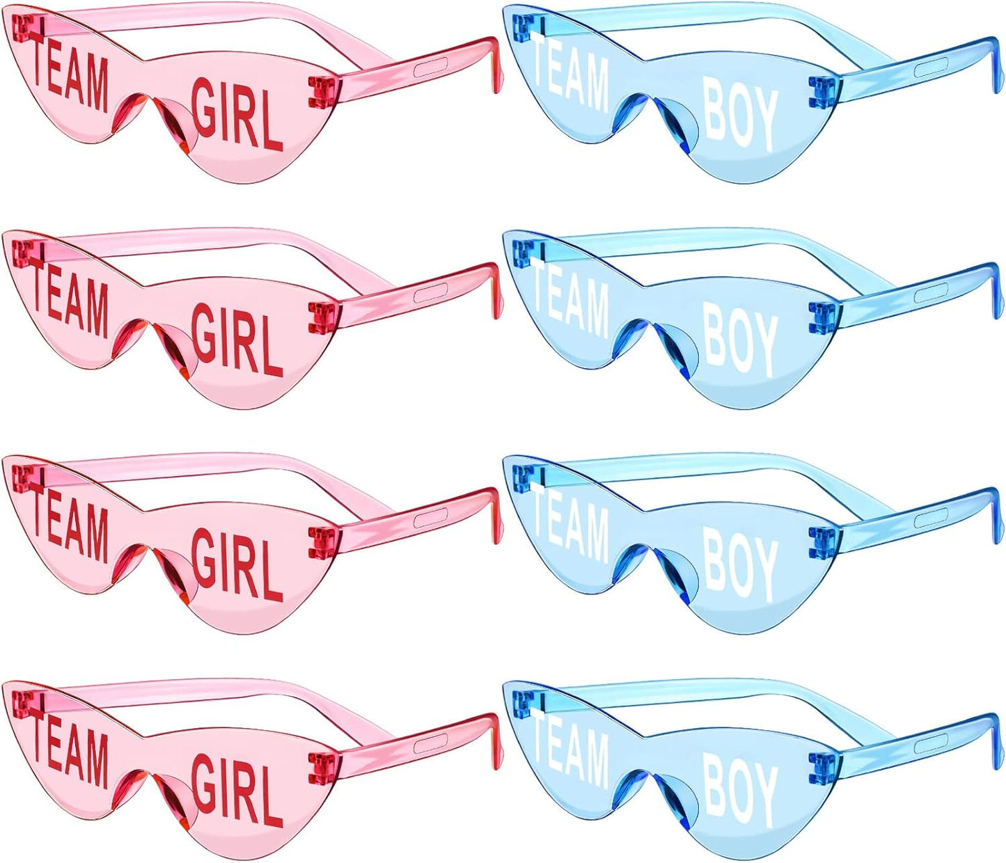Konohan Gender Reveal Glasses Blue and Pink Sunglasses Frameless Team Girl and Team Boy Decor for Gender Reveal Party
