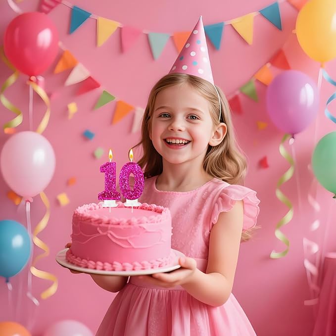 Zailo Birthday Number Candles, Glitter Number Candle Cake Decorations with Sequins, Cupcake Decorations for Girls, Women, Party Anniversary Celebrations (Number 0, Bright red)