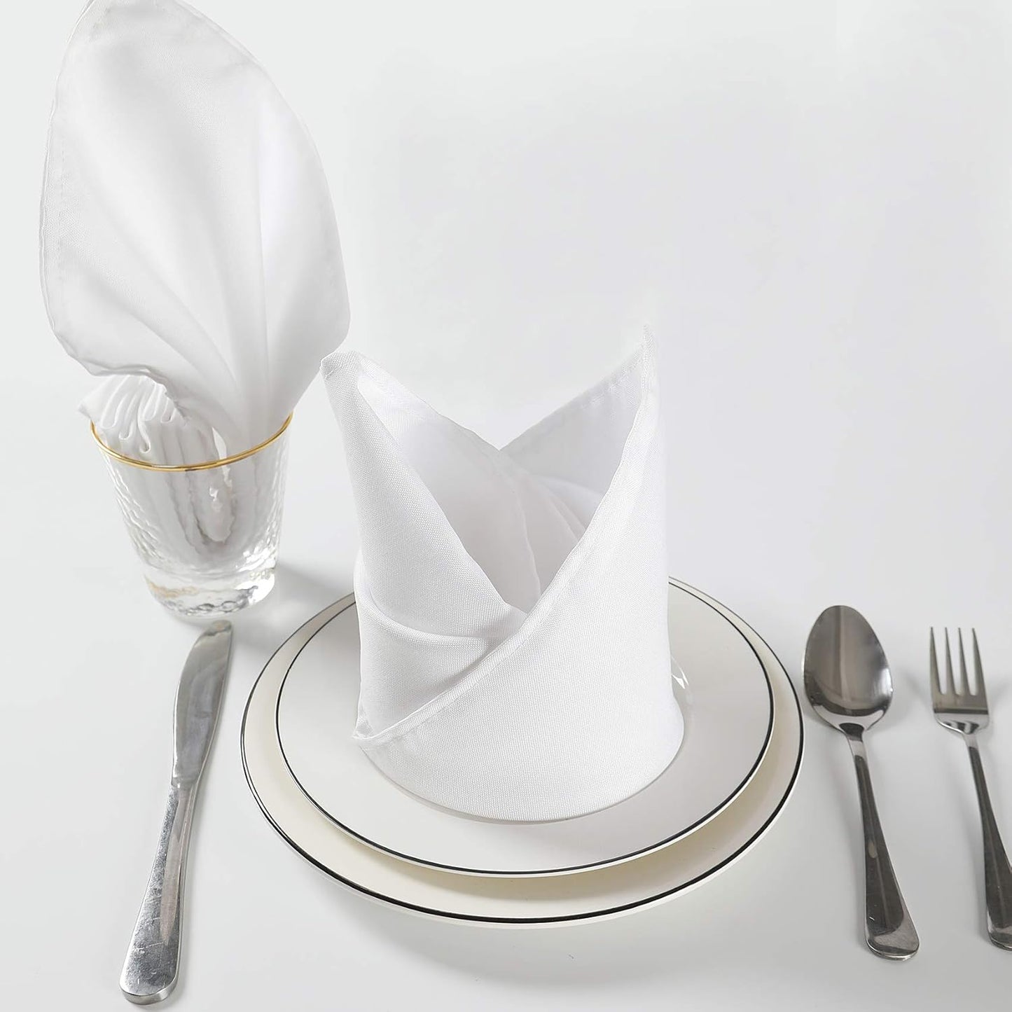 Cloth Napkins 17x17 inch Washable Polyester Dinner Napkins Soft Table Napkins for Wedding Party Dining Banquet(White,50PCS)