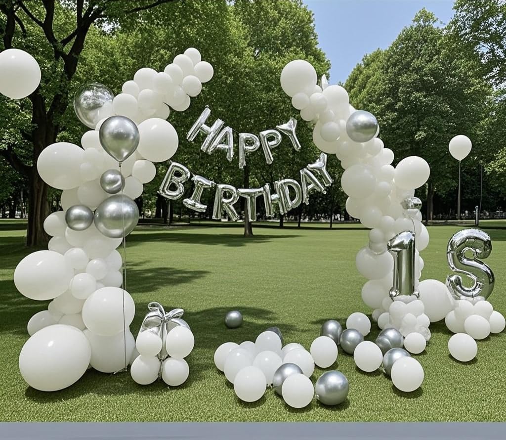White Balloons 145pcs Different Sizes 5in 10in 12in 18in White Latex Balloon Helium Arch Kit Garland for Graduation Wedding Baby Shower Birthday Party Decoration