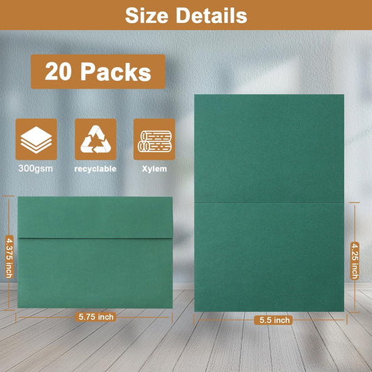 10 Assorted Colors Blank Greeting Cards and Envelopes 4.25 x 5.5 Heavyweight Folded Cardstock and A2 Envelopes Self Seal 20 Packs for Christmas, Wedding Invitations, Birthday