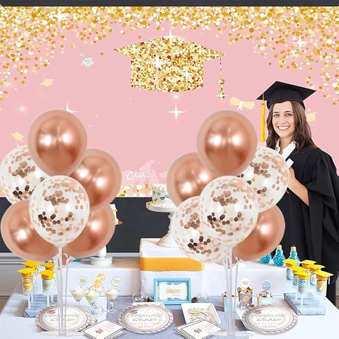 TONIFUL 4 Set Rose Gold Balloon Centerpiece for Table,Balloons Stand Kit for Bridal Shower,Wedding,Engagement,Baby Shower,Graduation,Anniversary,Mother's Day,Birthday Decorations for Women