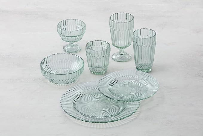 Fortessa Archie Glass, 10.6 Inch Dinner Plate (Set of 4), Verde Green