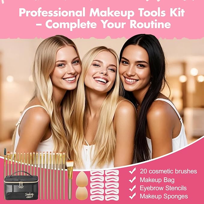 All in One Makeup Kit for Women Full Kit, Makeup Gift Set for Women Teen Girls, Makeup Essential Bundle Includes Foundation Eyeshadow Contour Palette Lipstick Eyeliner Mascara Cosmetic Brush Set