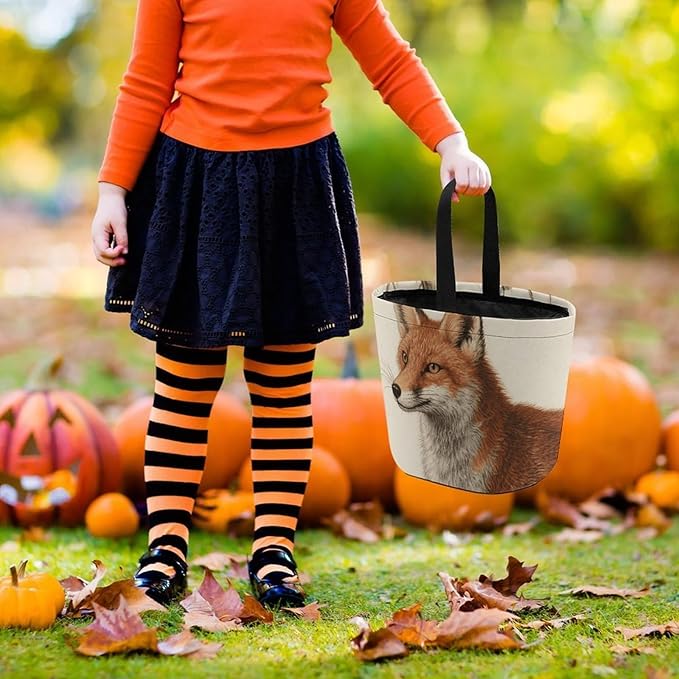 Halloween Candy Bucket - Fox Trick Or Treat Candy Bag, Gift Bag for Party Favor Supplies