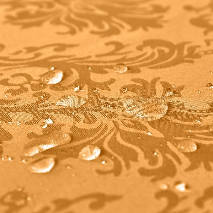 SASTYBALE Amber Rectangle Jacquard Tablecloth, Spill Wrinkle Proof Damask Table Cloth for Rectangle Tables, Rectangular Harvest Fall Thanksgiving Tablecloths, 60x 102 Inch Amber