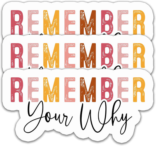 Inspirational Stickers – Remember Your Why, Motivational Mental Health Waterproof Vinyl Decals for Laptops, Water Bottles, Tumblers, Scrapbook – 3'' x 1.5" (3PCS)
