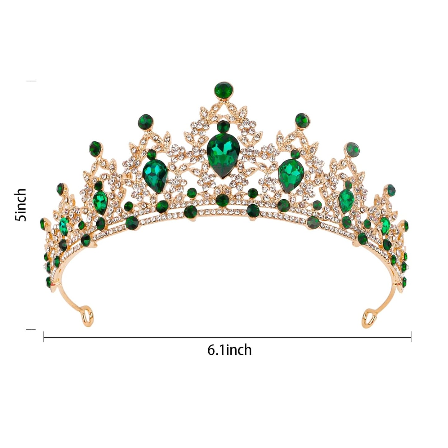CAVETEE Crown for Women, Tiaras and Crowns for Women Green Princess Queen Crown Crystal Headbands Hair Accessories for Bridal Birthday Prom Party