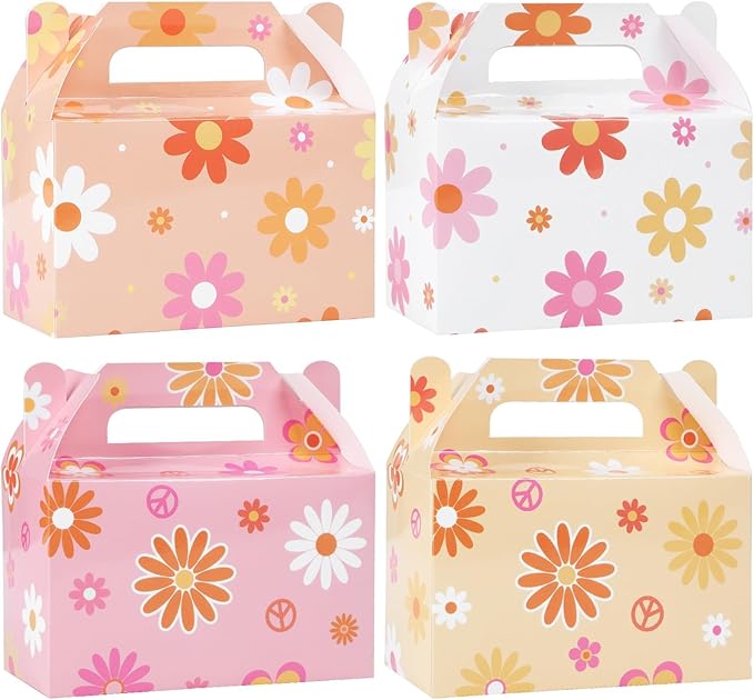 12 Pcs Daisy Flower Treat Boxes Groovy Party Supplies Hippie Daisy Flower Groovy Party Favors Goodie Gift Boxes for Girls Birthday Baby Shower Wedding Decoration Retro Boho Summer Treat Candy Box Home
