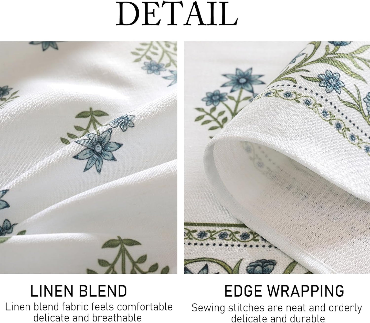 ISAENNE Designer White Linen Long Tablecloth Rectangle,Chinoiserie Floral Elegant Indoor Table Cloth,Fall Stain Proof Decor Tablecloths for Dining Thanksgiving Kitchen,63"*102"-Mosella F