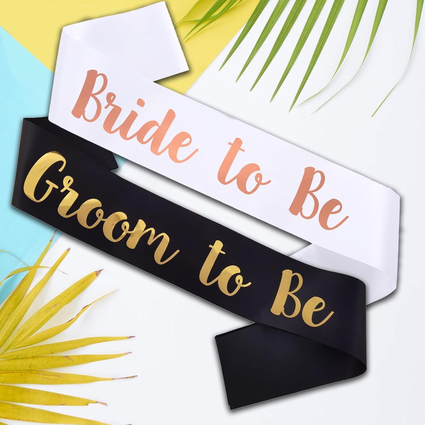 6 PACK Bachelorette Sashes for Bride and Bridesmaid, White Maid of Honor Team Bride Sashes for Bridal Shower or Bachelor Party Decorations, Rose Gold Letter