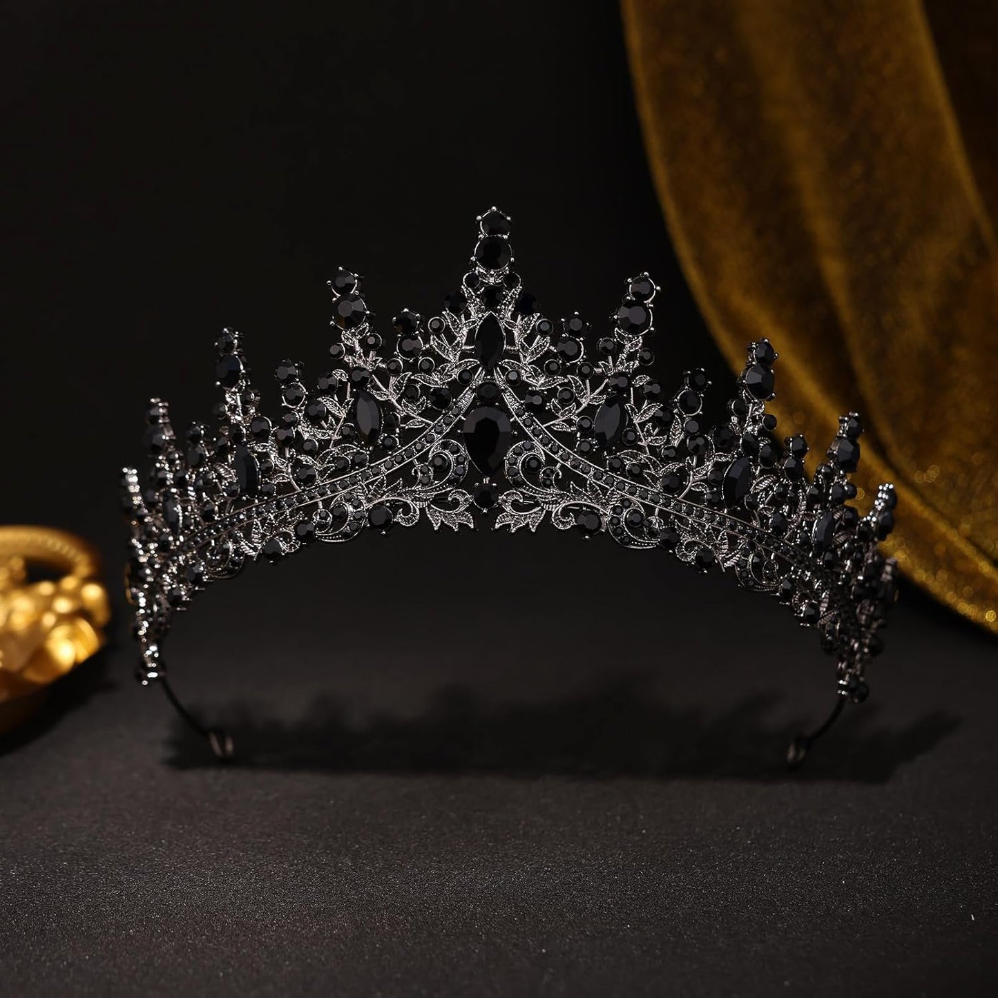 Black Tiara for Women Crystal Queen Crowns Rhinestone Princess Tiaras for Girl Wedding Headband for Bride Hair Accessories for Halloween Costume Birthday Party Prom Mother's Gifts