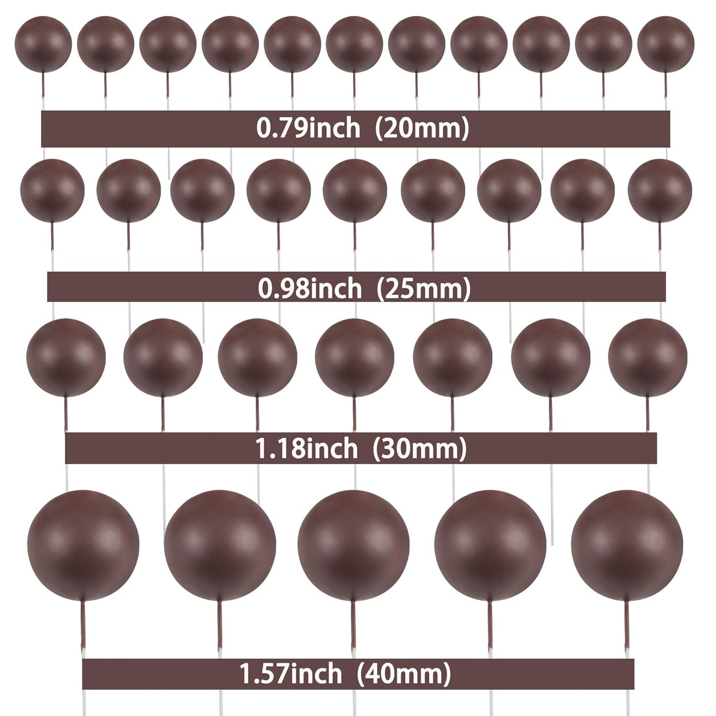 Gyufise 30Pcs Ball Cake Toppers Balls Cupcake Toppers Foam Ball Shaped Cake Picks DIY Balloons Cake Insert Topper for Wedding Enagement Baby Shower Birthday Party Cake Decorations Supplies Coffee