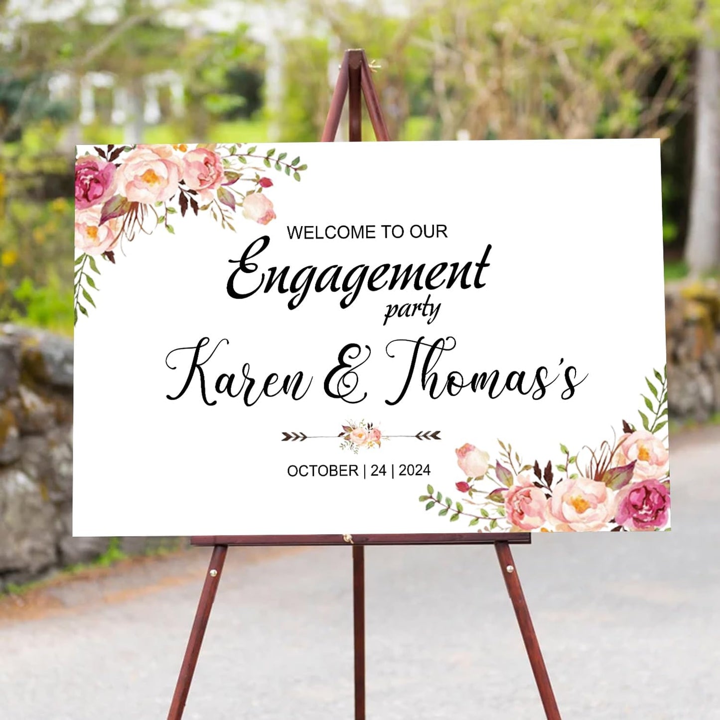 Engagement Welcome Sign With Stand - Party Decorations for Welcome to Our Engagement Party