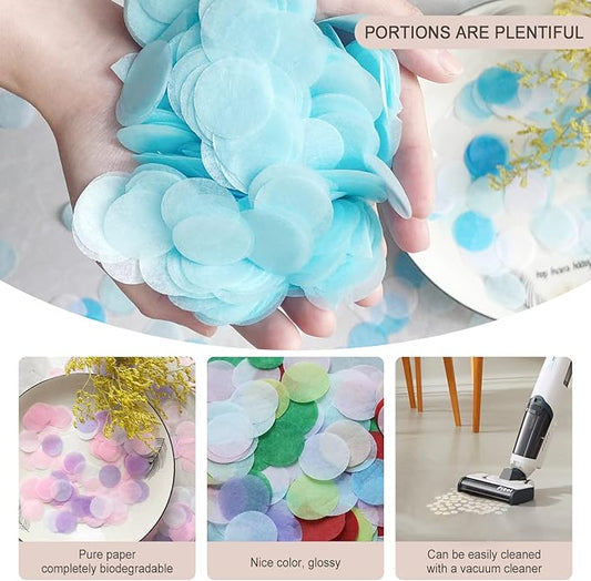 Tissue Paper Confetti 5000 Pieces Blue Round Confetti 1 inch Paper Circle Confetti Dots for Table Wedding Birthday Party Decoration