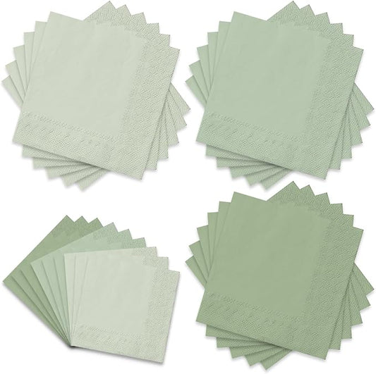 Whaline 150 Pack Sage Green Paper Napkin 3 Sage Green Colors Disposable Luncheon Napkins Dinner Napkins for Wedding Party Celebration Gathering Supplies Table Decorations