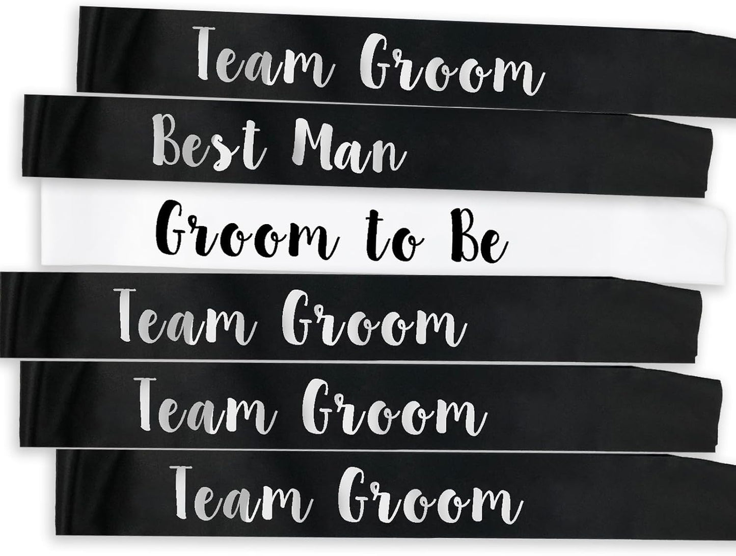 6 PACK Bachelorette Sashes for Groom and Groomsmen, Black Best Men Team Groom Sashes for Men Bachelor Party Decorations Favors Suppiles, Silver Letter