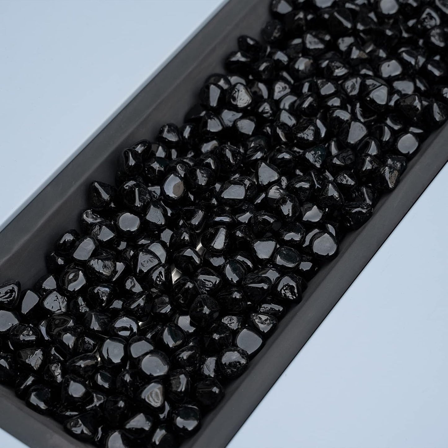 Mr. Fireglass 10 Pounds Blended Fire Glass Diamonds for Fireplace Fire Pit & Lanscaping - 1 inch High Luster Onyx Black Fire Rocks