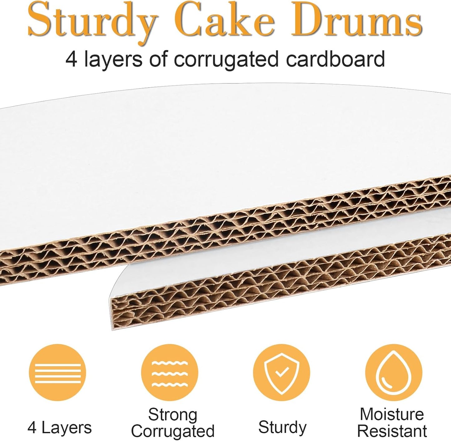 6 PCS Cake Drums 16 Inch, 16inch Drum, Cake Boards 16 Inch Round, 1/2" Thick Cardboard, Sturdy Circle, Base para Pastel Cardboard Base White Cakes Boards for Wedding