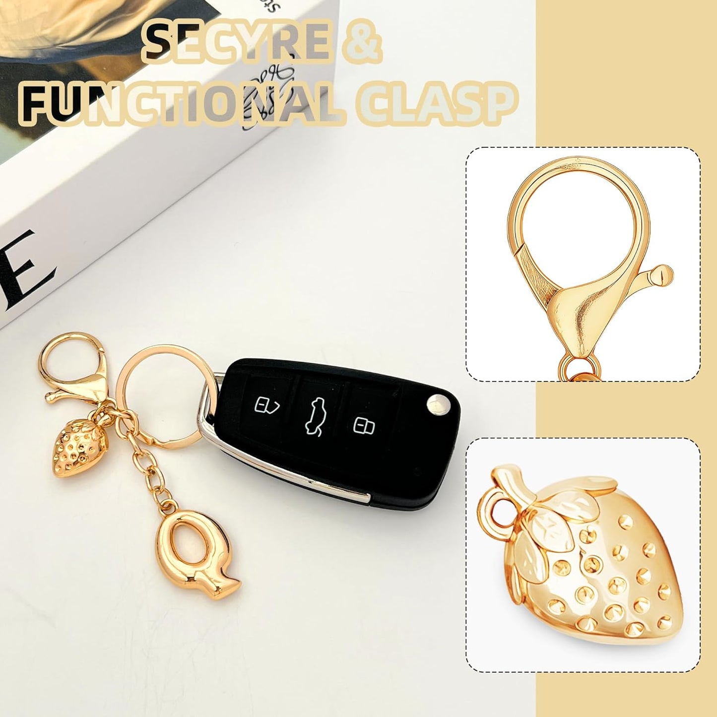 Gold Bubble Heart Initial Bag Charms for Handbags – Cute Initial Letter Keychain for Women, Purse Charms, Gold Gift