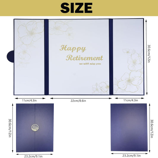 Retirement Party Decorations, Retirement Card for Man Woman, Blue Gold Farewell Guest Book Alternative, Happy Retirements Gifts Signature Board Book for Farewell Party Supplies (Blue)