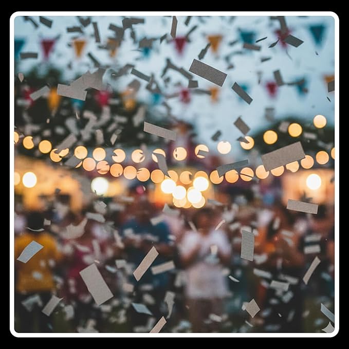 Ultimate Confetti - Gray Biodegradable Confetti - Rectangular Flame-Resistant and Slow-Falling Tissue Paper Confetti for Cannon and Launcher use – Best for Celebrations - 1 lb, 16 oz