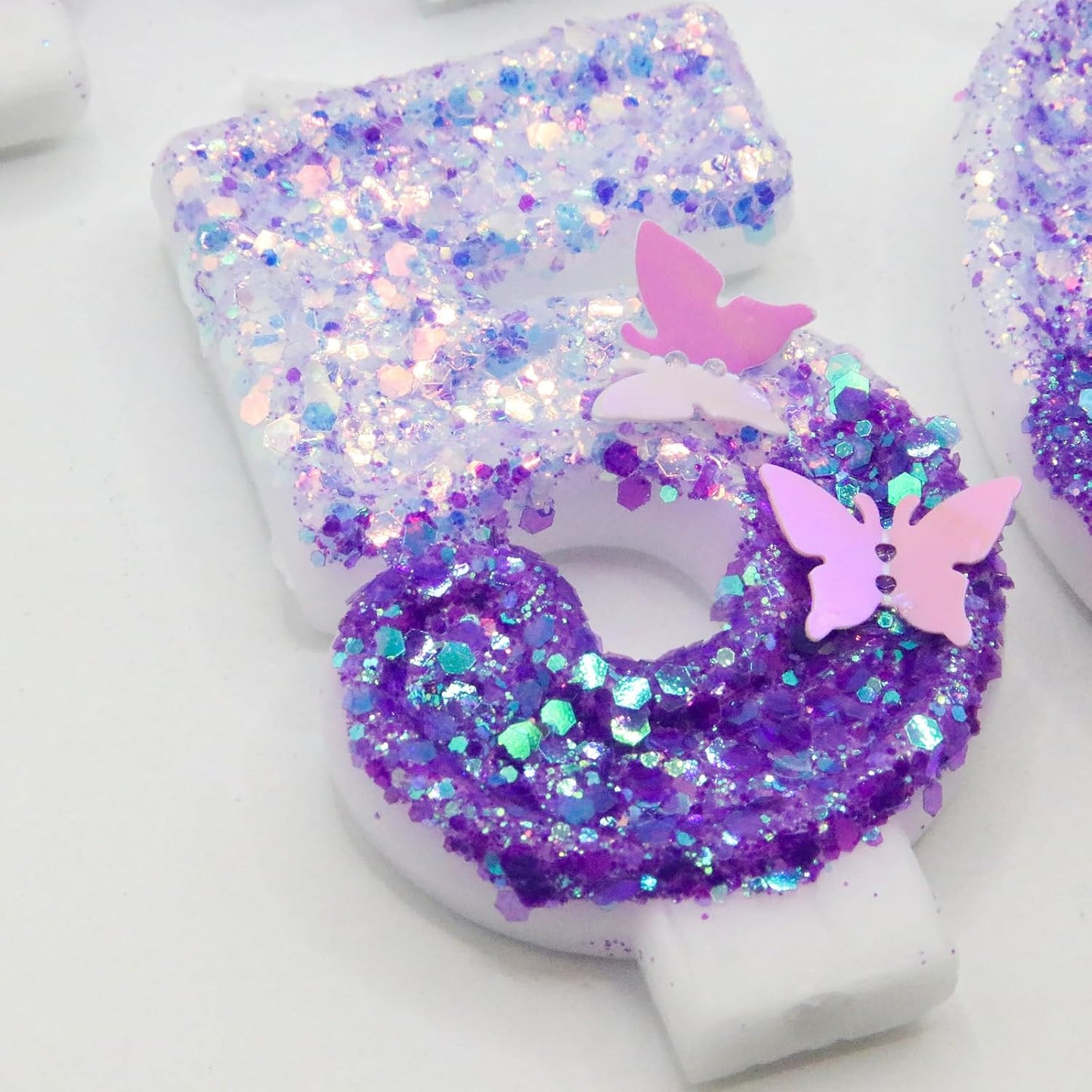 5Th Birthday Candle for Cake，Butterfly Cake Toppers，Butterfly Birthday Decorations，Purple Birthday Candles，for Birthdays,Theme Parties, Celebration, Anniversary