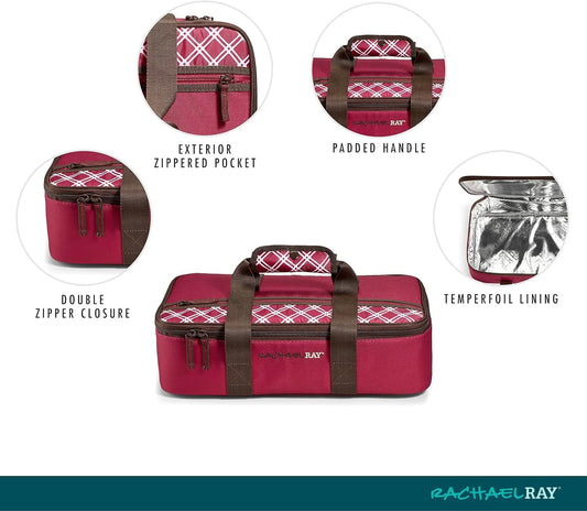 Rachael Ray Lasagna Lugger, Thermal Insulated Casserole Carrier for Hot or Cold Food, Lugger Tote for Potluck, Parties, Picnic, and Cookouts, Fits 9" x 13" Baking Dish