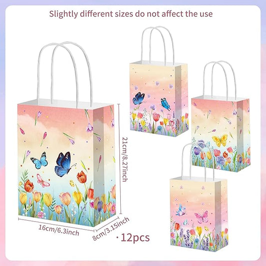 JeVenis 12 PCS Wildflower Party Favor Gift Bags Treat Candy Goodies Bags for Floral Flower Bridal Shower Baby Shower Birthday Wedding Party Supplies