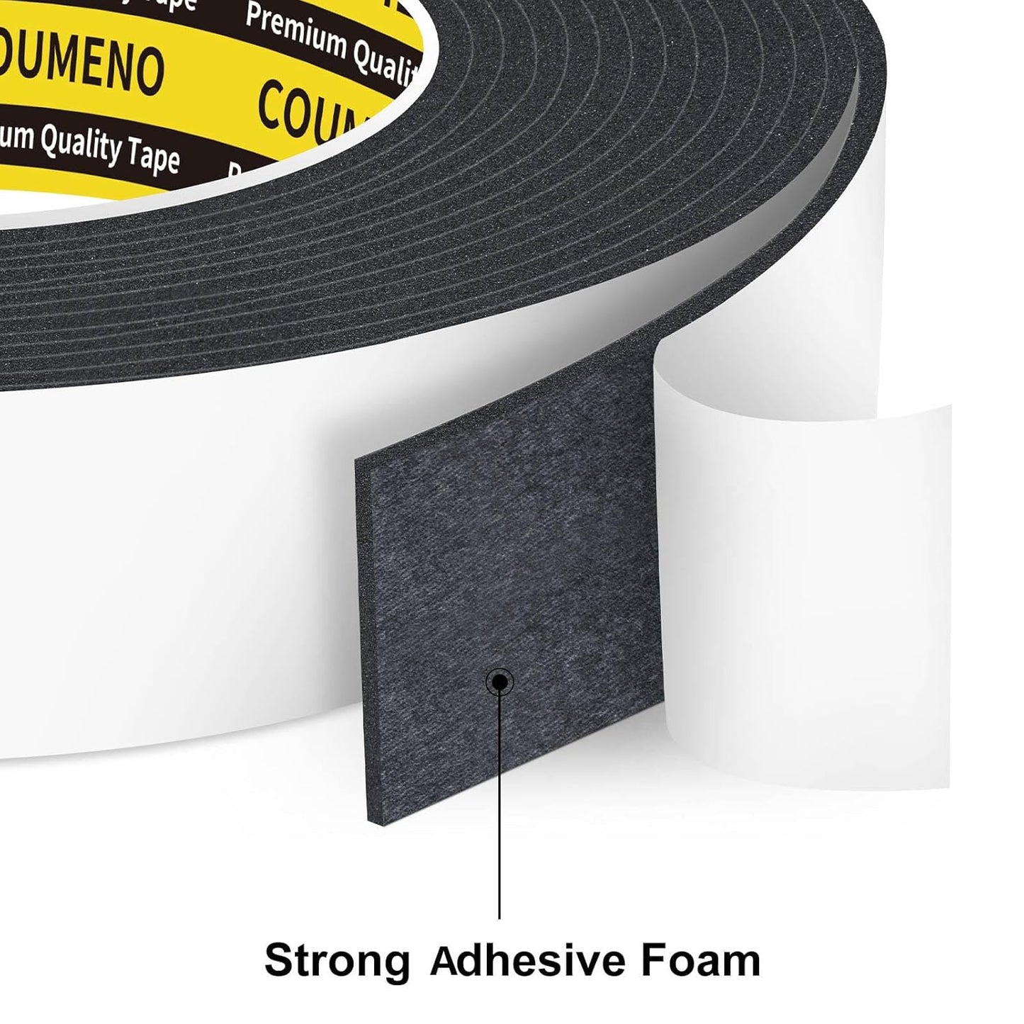 3Pack 0.98inX16.4FT Double Sided Foam Strip, EVA Foam Tape, Double Sided Sponge Adhesive Mounting Tape for Home Office Decor Black