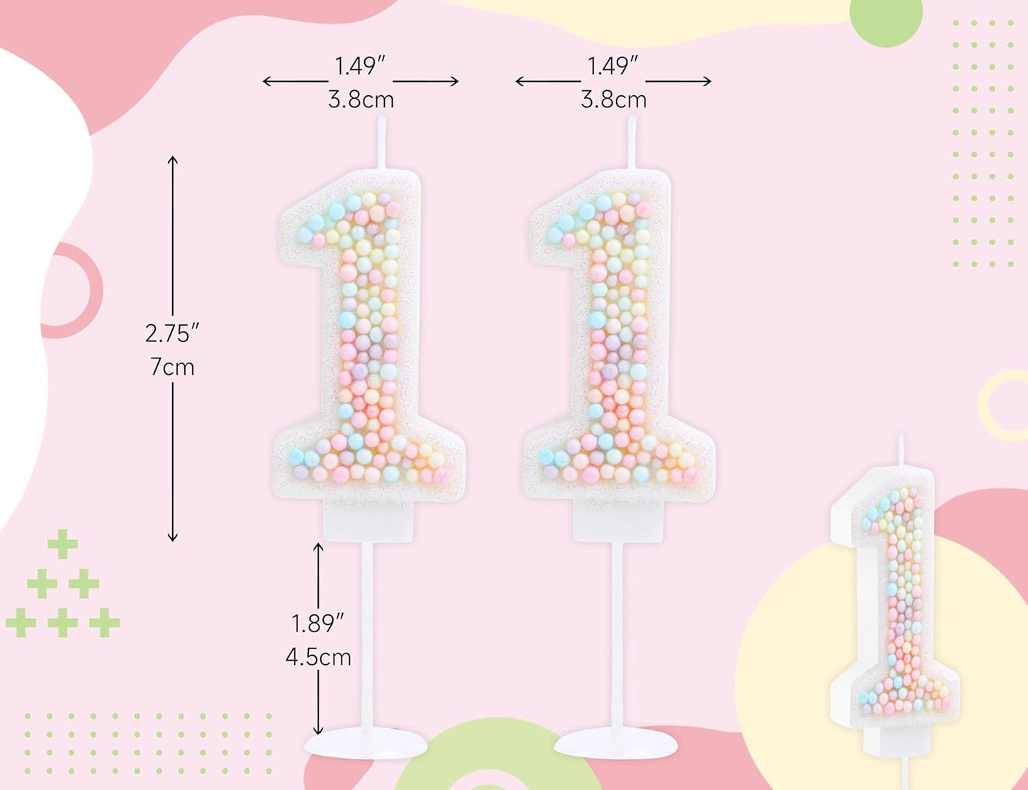 11th Birthday Candle Macaron Glitter 3D Pastel Number 11 Candles for Birthday Cakes Girl Women Sweet Theme Birthday Wedding Anniversary Party Cake Decoration