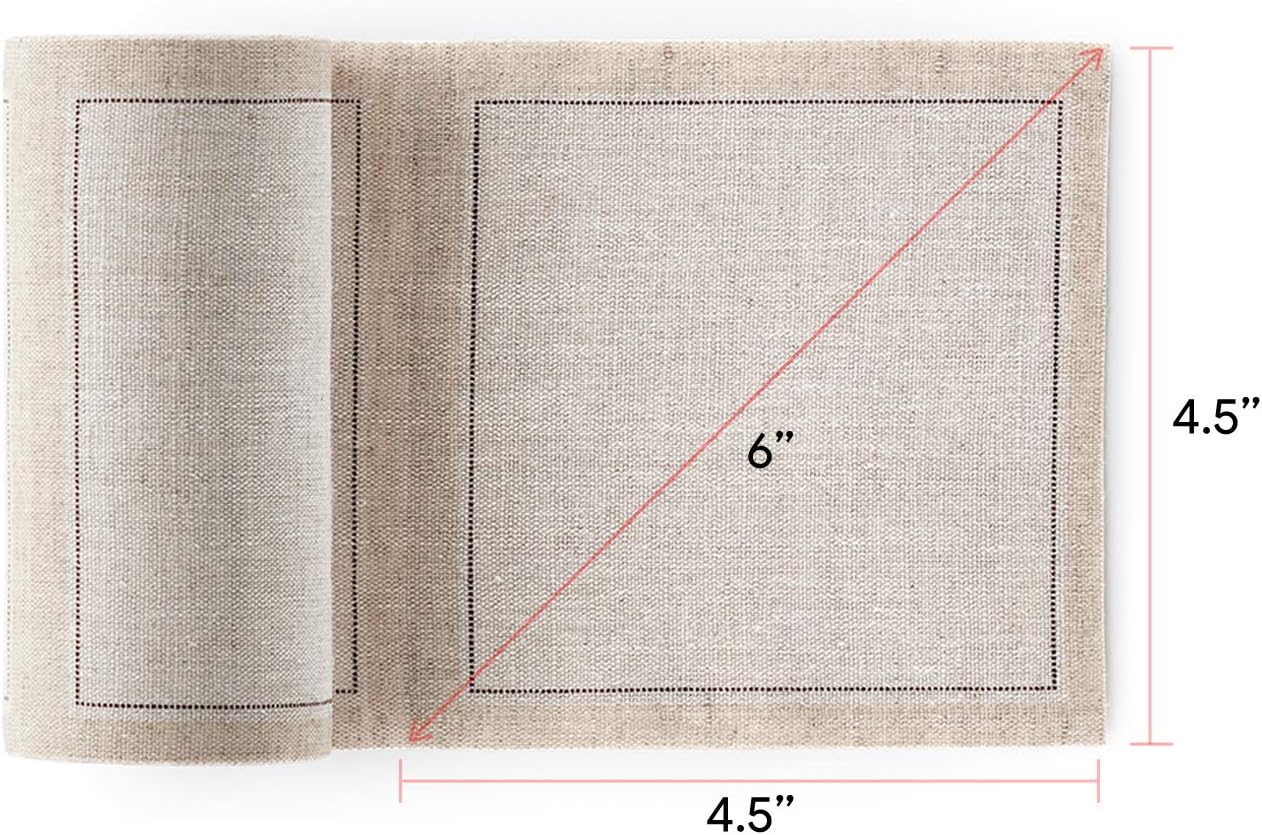 MY DRAP Linen Cocktail Napkins, Natural, 50 Units