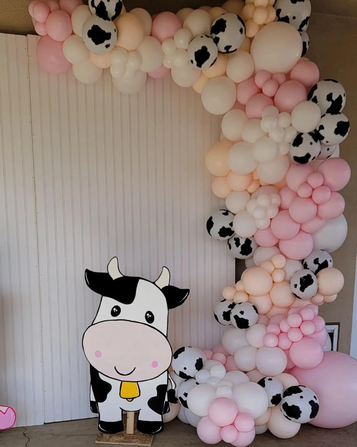 Pink Cow Balloons Arch Kit - Pastel Pink Cow Latex Balloon Different size Balloon Garland Kit for Cowgirl Baby Shower Birthday Farm Western Cow Print Animal Theme Party Decorations Supplies