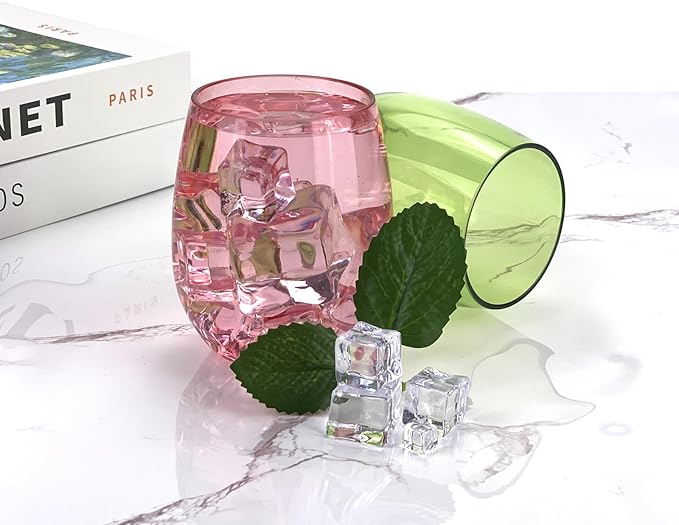 Set of 6 Acrylic Wine Glasses, 20-ounce Plastic Tumbler for Home Party Use,BPA Free,Dishwasher Safe (Multi color)