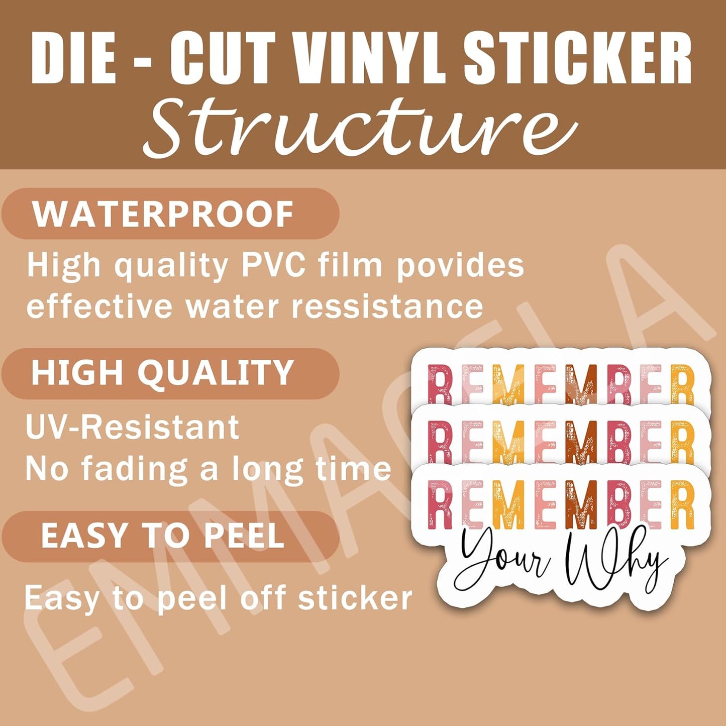 Inspirational Stickers – Remember Your Why, Motivational Mental Health Waterproof Vinyl Decals for Laptops, Water Bottles, Tumblers, Scrapbook – 3'' x 1.5" (3PCS)