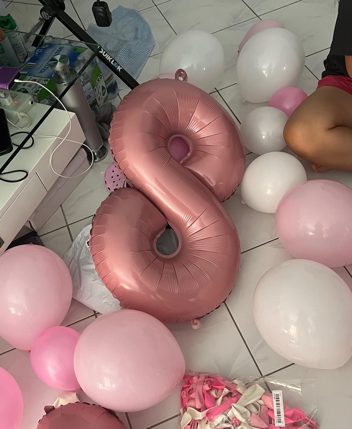 Smlpuame Pastel Pink 8 Balloons, 40 Inch Large Light Pink Foil Number Balloons 0-10, Self-Sealing 8th Birthday Balloon for Girls Women Anniversary Baby Shower Princess Party Decorations Supplies