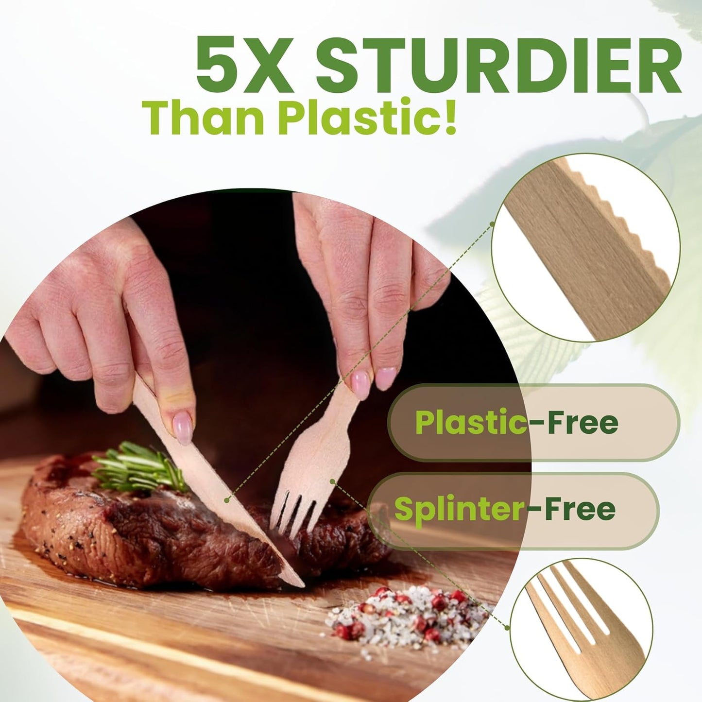 360 PCS Wooden Disposable Cutlery Set – 120 Forks, 120 Knives, 120 Spoons, Compostable Utensils & Plastic-Free Flatware for Party, Camping & Wedding