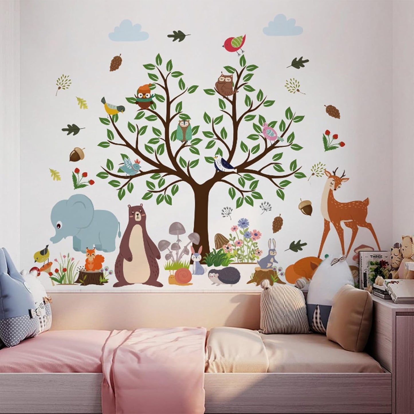 Tree Wall Decals Stickers Decor for Bedroom Living Room Zoo Animal Tree 3D Wall Stickers & Murals Decor for Bedroom Art as Decorations