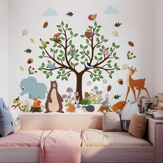 Tree Wall Decals Stickers Decor for Bedroom Living Room Zoo Animal Tree 3D Wall Stickers & Murals Decor for Bedroom Art as Decorations