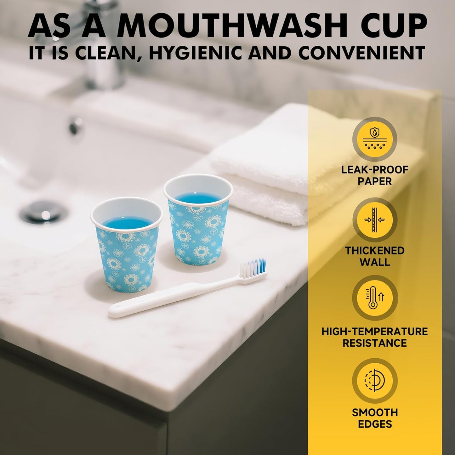 RACETOP [300 Pack] Paper Cups 3 oz, Bathroom Cups 3 oz, Disposable Bathroom Paper Cups, Small Mouthwash Cups, Ideal for Party, Travel, Events