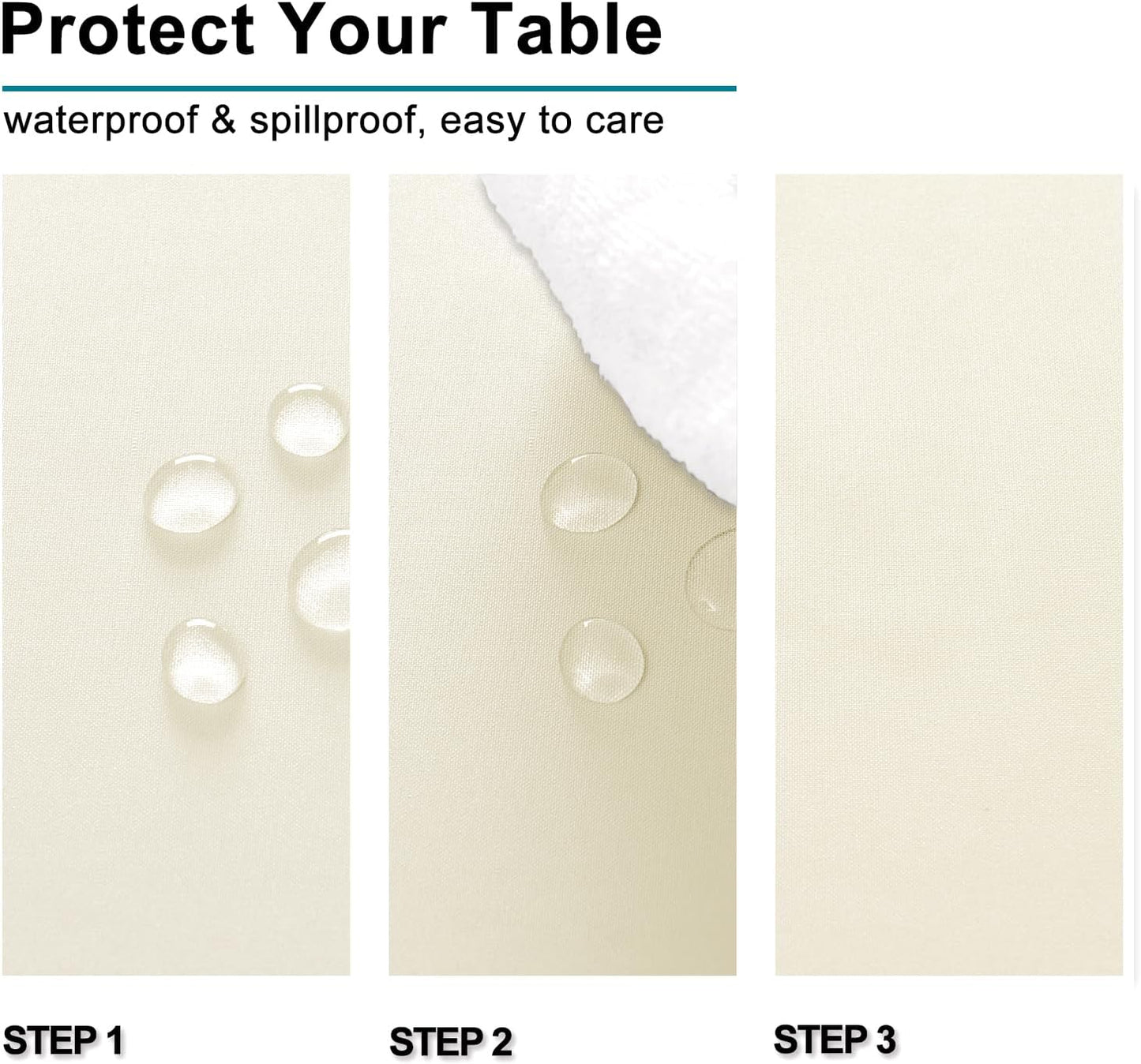 Hiasan Champagne Rectangle Tablecloth - Waterproof Washable Polyester Fabric Table Cloth for Buffect Dining Birthday Party Wedding, 30 x 60 Inch